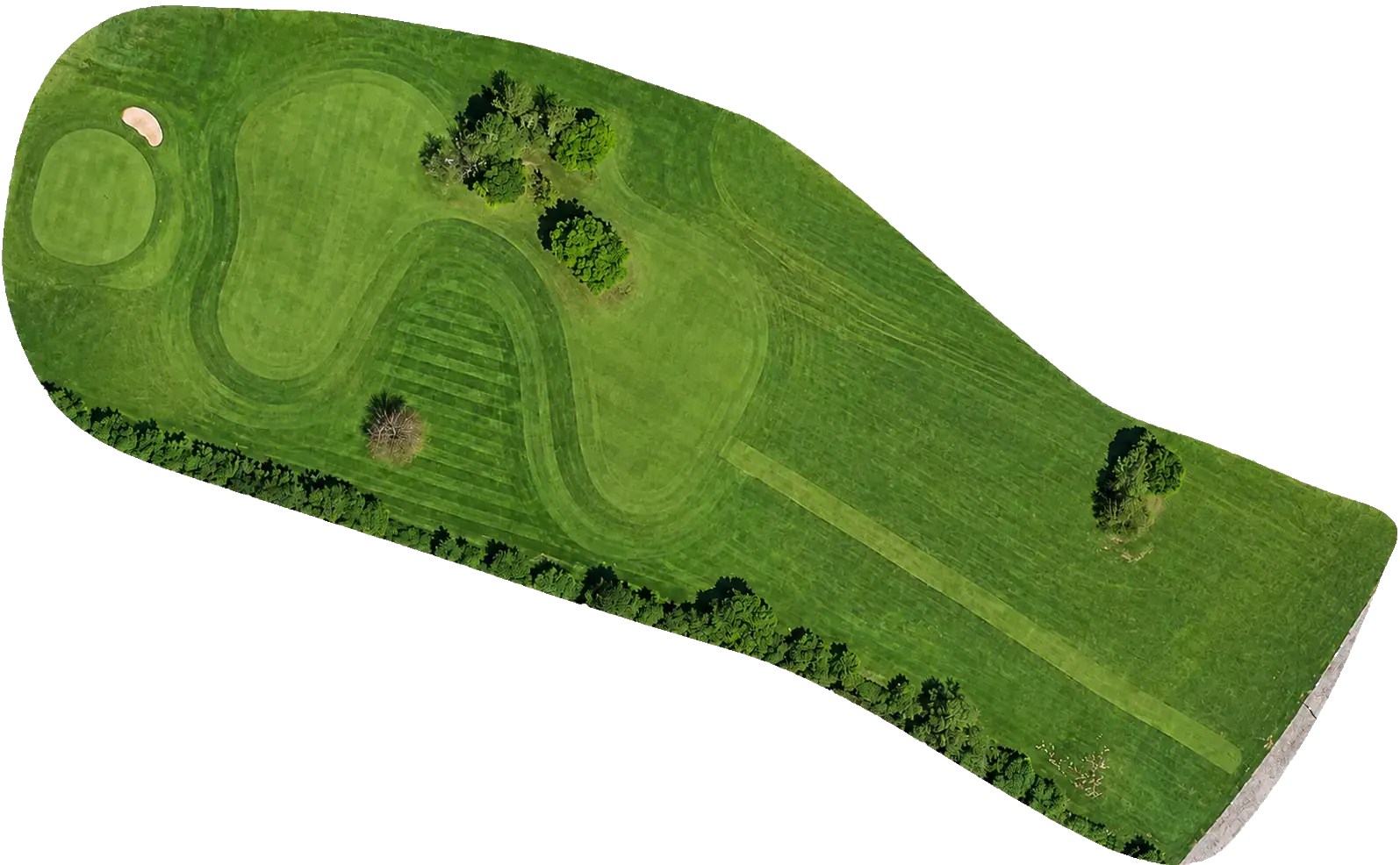 Aerial view of Wolfedale golf course hole 1